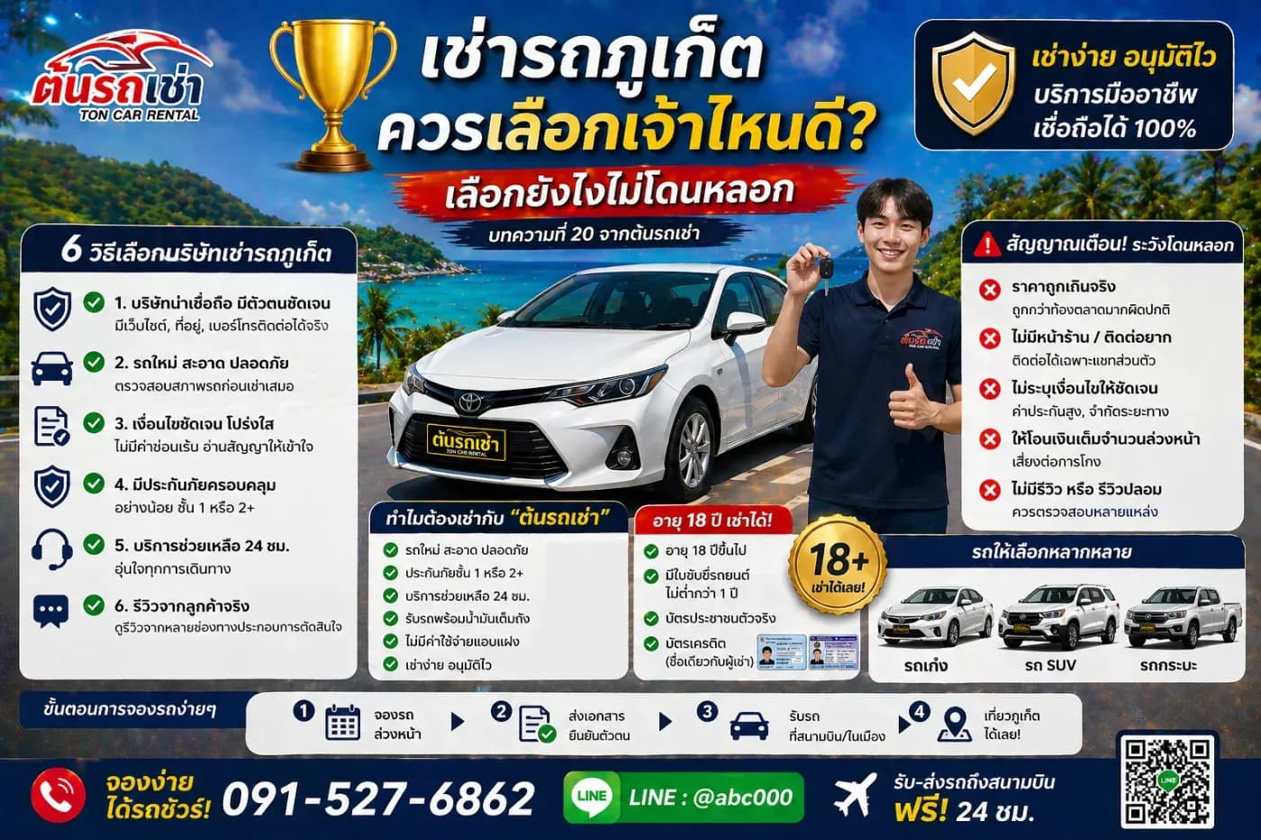 🏆 เช่ารถภูเก็ต ควรเลือกเจ้าไหนดี? (เลือกยังไงไม่โดนหลอก)