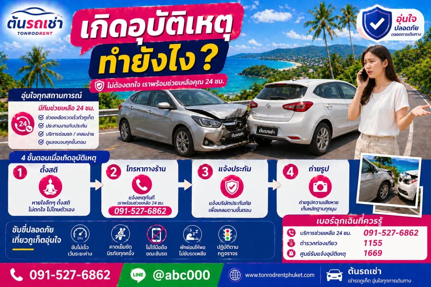 เช่ารถภูเก็ต ถ้าเกิดอุบัติเหตุทำยังไง?