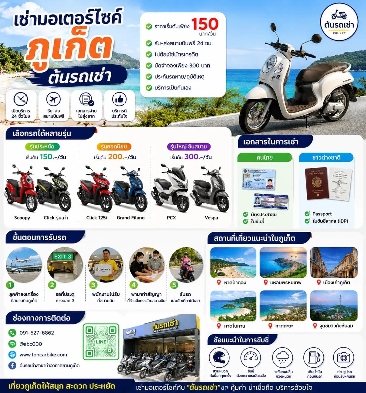 เช่ามอเตอร์ไซค์ภูเก็ตกับต้นรถเช่า สะดวก ราคาถูก เที่ยวได้ทั่วเกาะแบบอิสระ