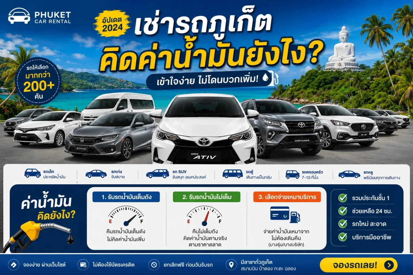 เช่ารถภูเก็ตร้านคิดค่าน้ำมันยังไงครับ?
