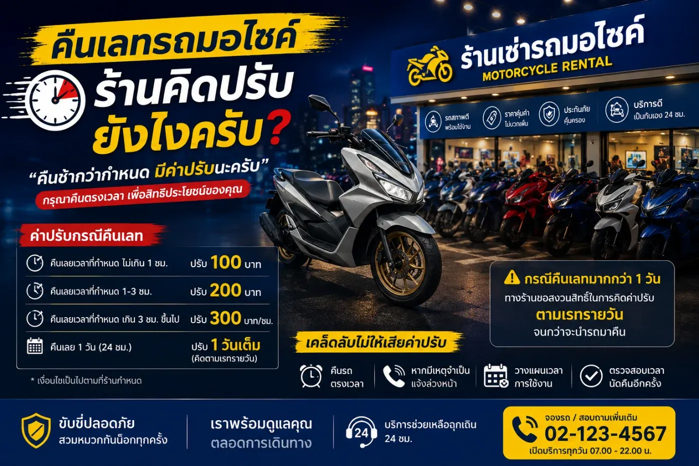คืนเลทรถมอไซทางร้านคิดปรับยังไง