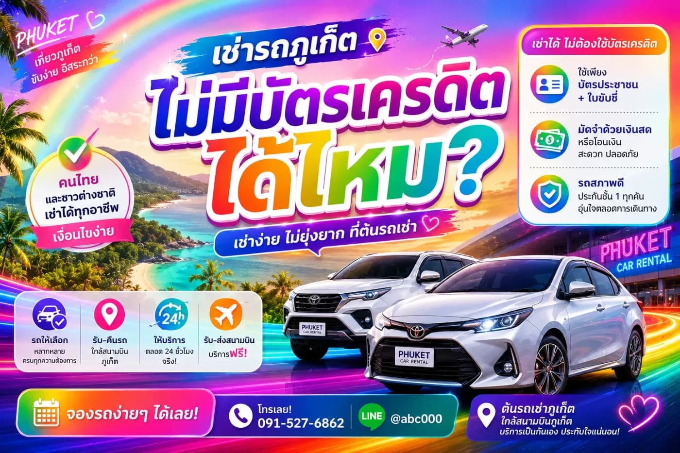 เช่ารถภูเก็ต ไม่มีบัตรเครดิตได้ไหม? คำตอบที่หลายคนอยากรู้