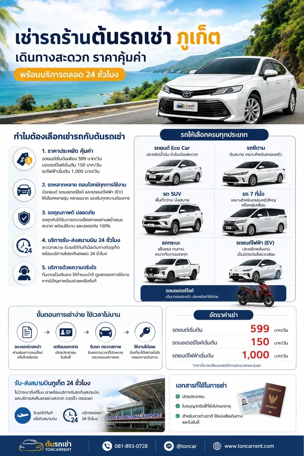 เช่ารถร้านต้นรถเช่า ภูเก็ต เดินทางสะดวก ราคาคุ้มค่า พร้อมบริการตลอด 24 ชั่วโมง