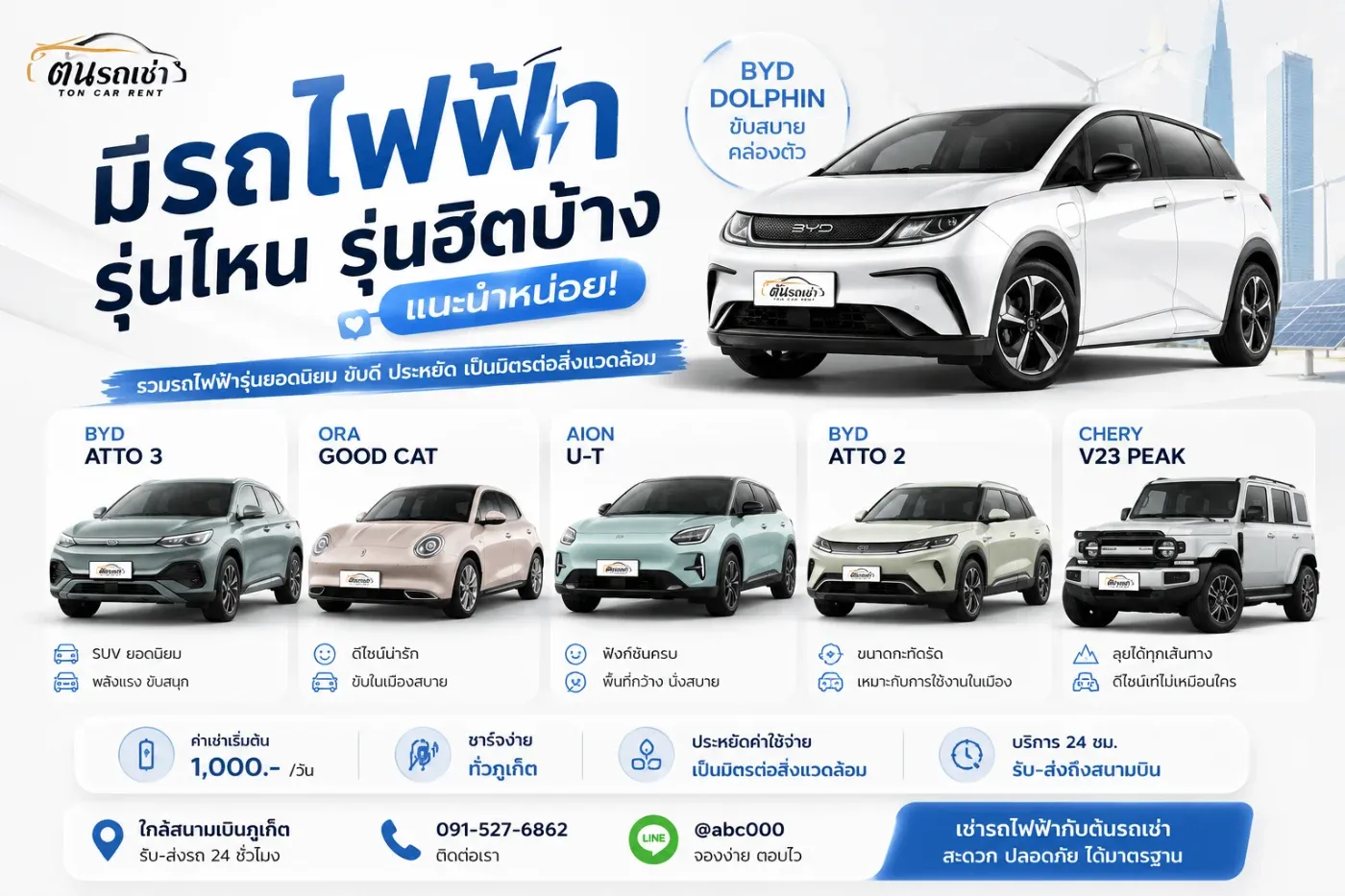 🚗⚡ มีรถไฟฟ้ารุ่นไหนฮิตบ้าง? แนะนำรถ EV น่าเช่าเที่ยวภูเก็ต กับต้นรถเช่าภูเก็ต