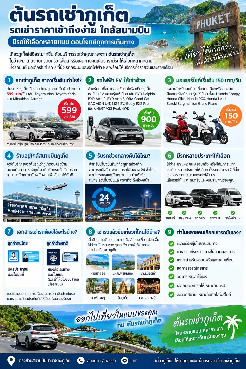ต้นรถเช่าภูเก็ต รถเช่าราคาเข้าถึงง่าย ใกล้สนามบิน มีรถให้เลือกหลายแบบ