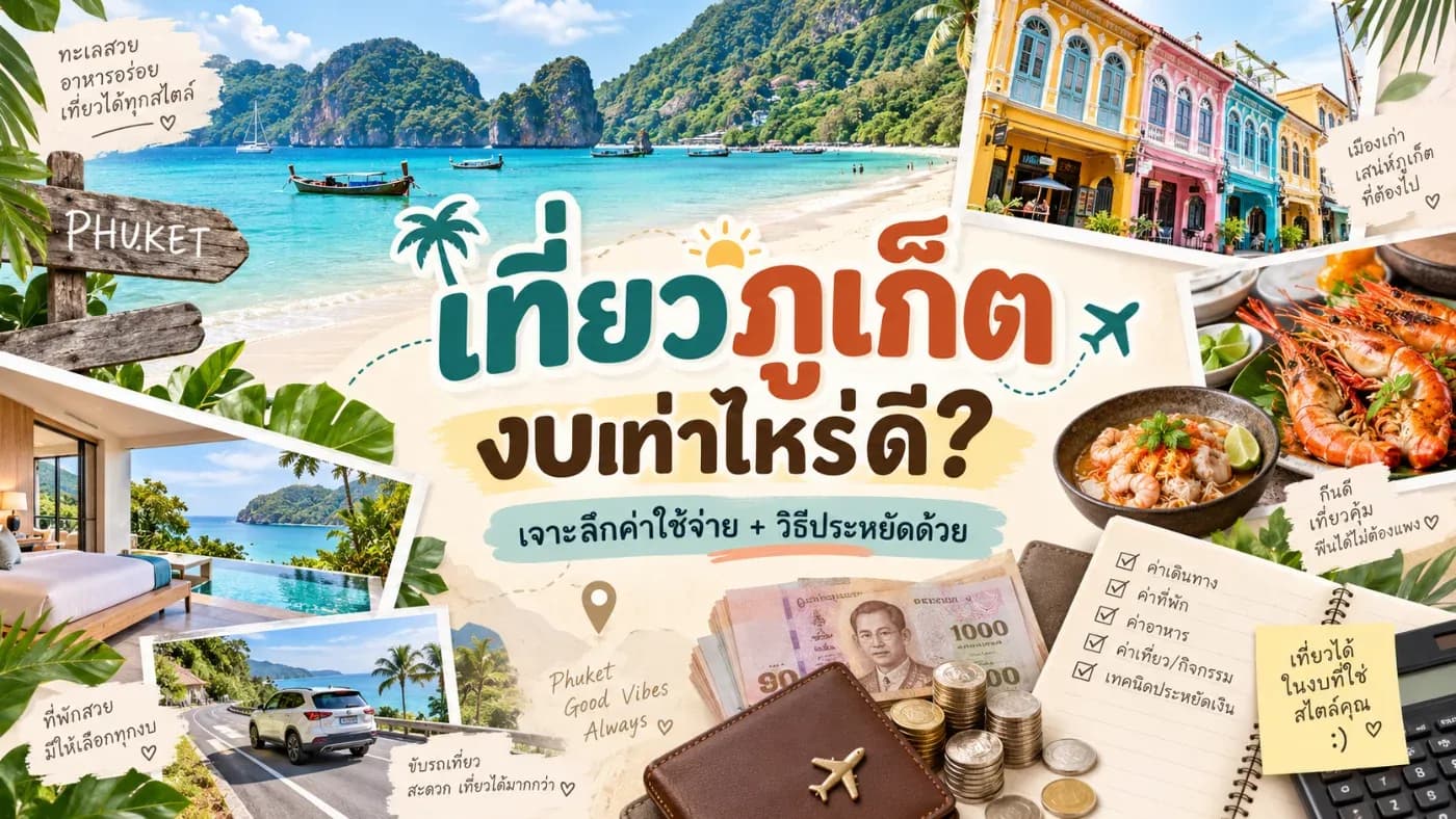 ถ้าจัดงบก่อนเดินทาง เลือกที่พักให้เหมาะสม และวางแผนค่าเดินทางดี ๆ การเที่ยวภูเก็ตก็ไม่จำเป็นต้องใช้งบสูงเสมอไป