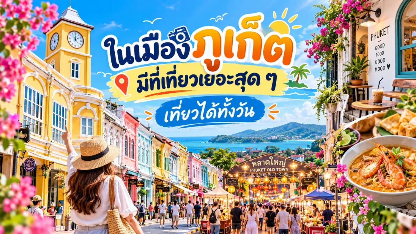 ถ้าพูดถึงภูเก็ต หลายคนอาจนึกถึงทะเล หาดทราย และเกาะสวย ๆ เป็นอันดับแรก แต่จริง ๆ แล้ว ในเมืองภูเก็ตก็มีที่เที่ยวเยอะมาก จนสามารถวางแผนเที่ยวกันได้ตั้งแต่เช้าจนถึงค่ำโดยแทบไม่ต้องออกไปไกลเลย