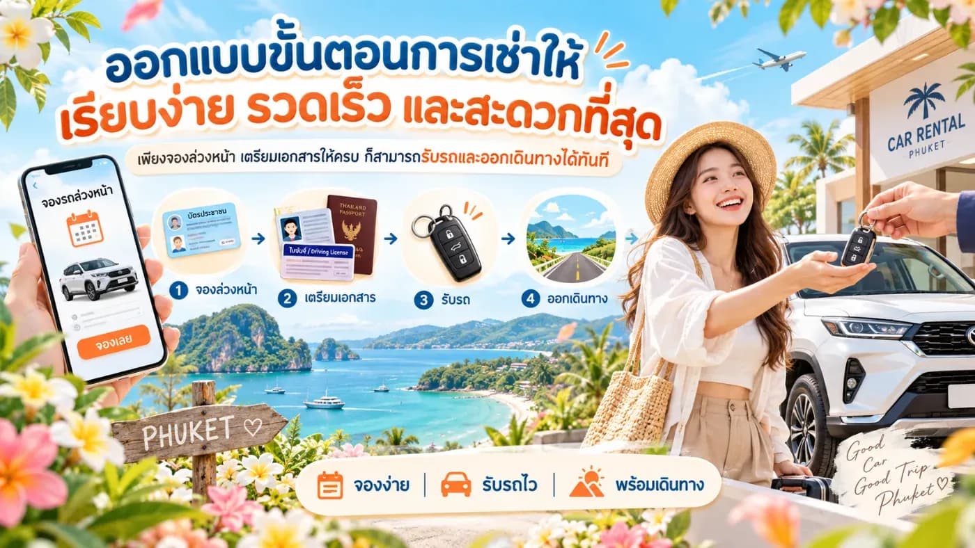 การเช่ารถสำหรับเดินทางท่องเที่ยวหรือทำธุระ ไม่ควรเป็นเรื่องยุ่งยาก ไม่จำเป็นต้องใช้เวลานานกับเอกสารหลายขั้นตอน หรือรอรับรถเป็นเวลานาน