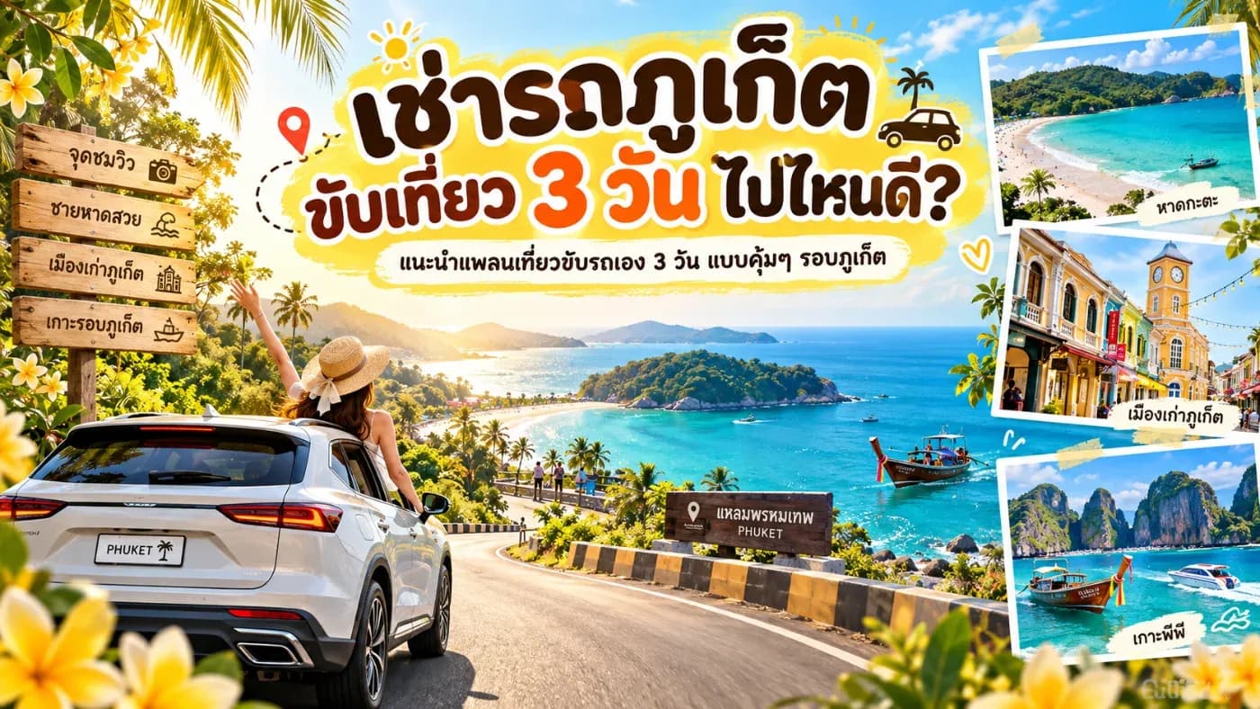 เช่ารถภูเก็ต ขับเที่ยว 3 วัน ไปไหนดี? แจกแพลนเที่ยวครบทั้งทะเล คาเฟ่ และจุดชมวิว กับต้นรถเช่าภูเก็ต