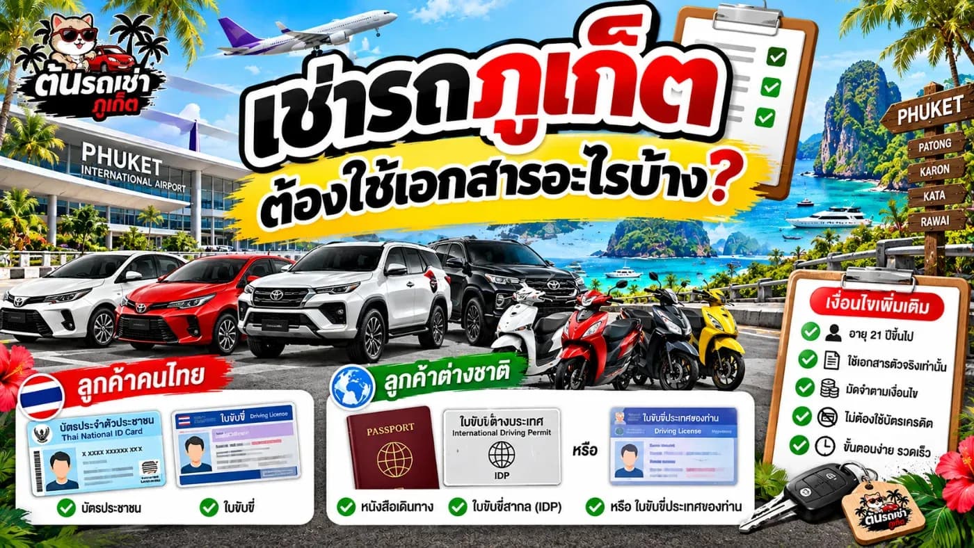 เช่ารถภูเก็ต ต้องใช้เอกสารอะไรบ้าง? รวมขั้นตอนและเงื่อนไขการเช่ารถกับต้นรถเช่าภูเก็ต