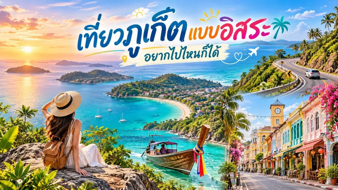 ภูเก็ตไม่ได้มีดีแค่ทะเลสวย แต่ยังเต็มไปด้วยร้านอาหารท้องถิ่น คาเฟ่วิวทะเล จุดชมวิวภูเขา เมืองเก่าสีสันสดใส และสถานที่ท่องเที่ยวที่ซ่อนตัวอยู่ตามมุมต่าง ๆ ของเกาะ