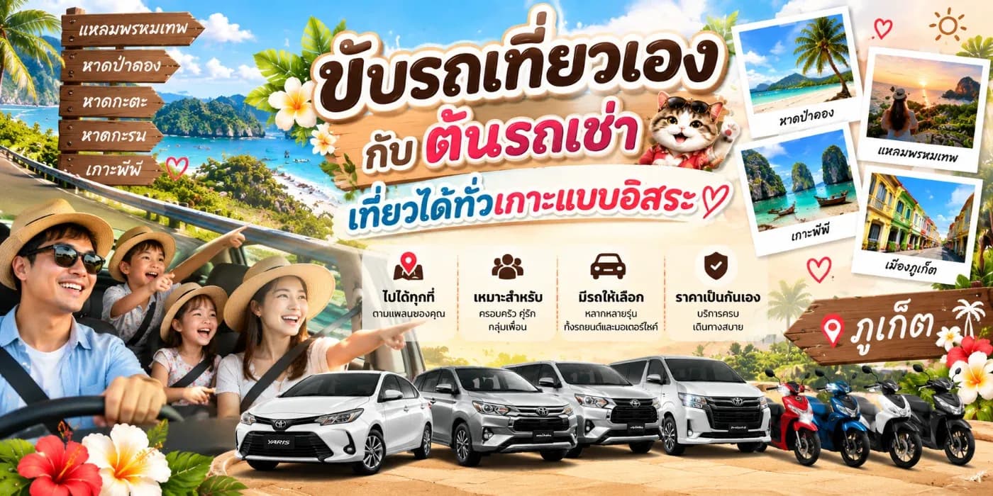 หากกำลังมองหารถเช่าภูเก็ตราคาประหยัด ต้นรถเช่าภูเก็ต (Ton Car Rent Phuket) พร้อมให้บริการทั้งรถยนต์ขนาดเล็ก รถครอบครัว 7 ที่นั่ง รถ SUV และรถยนต์ไฟฟ้า